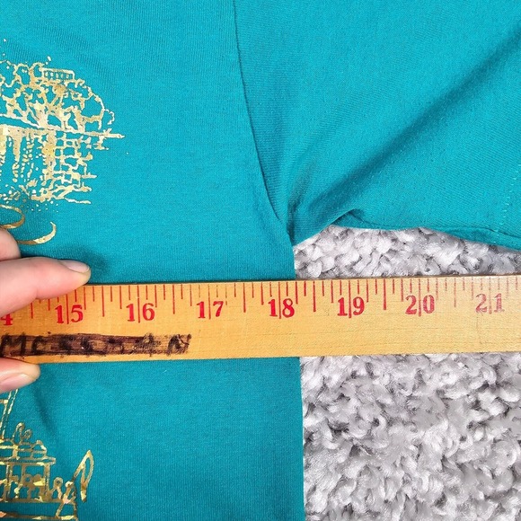 Vintage Niagara Falls Shirt Mens Medium Green 90s Gold Graphic Waterfalls - Picture 10 of 12